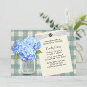 Blue Hydrangea en Mason Jar Pset Vrijgezellenfeest Kaart (Staand voorkant)