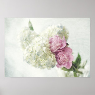 Blue Hydrangea en Pink Peony Print