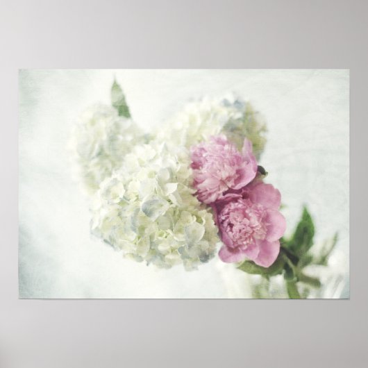 Blue Hydrangea en Pink Peony Print (Voorkant)