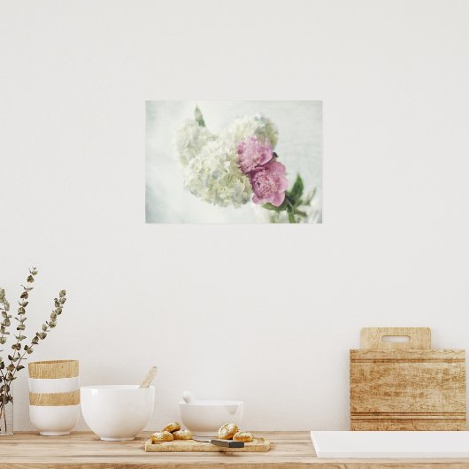 Blue Hydrangea en Pink Peony Print (Keuken)