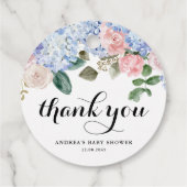 Blue Hydrangea en Pink Rose Baby shower Bedankt Bedankjes Labels (Achterkant)