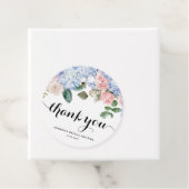 Blue Hydrangea en Pink Rose Vrijgezellenfeest Bedankjes Labels (In situ)