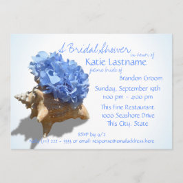 Blue Hydrangea en Seashell Vrijgezellenfeest Kaart