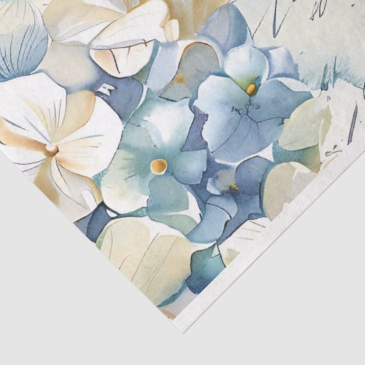  Blue Hydrangea Ephemera Script Decoupage Tissuepapier (Detail)