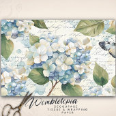 Blue Hydrangea Ephemera Script Decoupage Tissuepapier