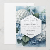 Blue Hydrangea Ethereal Wedding Kaart (Voorkant / Achterkant)