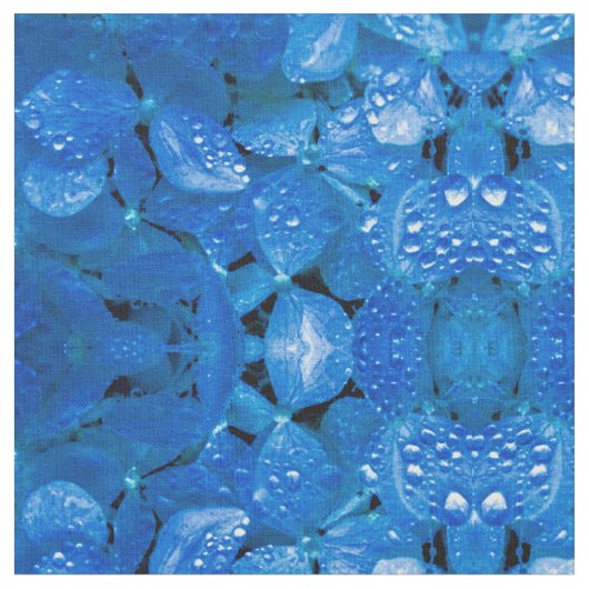 Blue Hydrangea Fabric Stof (Close Up)