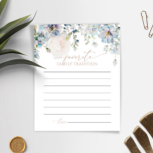 Blue Hydrangea Family Traditions Baby shower Kaart