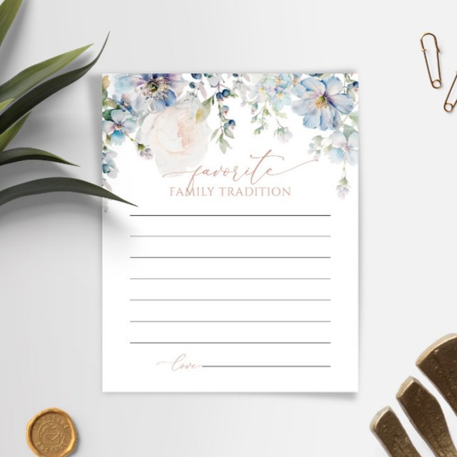 Blue Hydrangea Family Traditions Baby shower Kaart (Creator heeft geüpload)