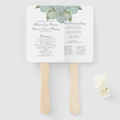 Blue Hydrangea Fan Wedding Programme Handwaaier (Voorkant en achterkant)