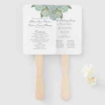 Blue Hydrangea Fan Wedding Programme