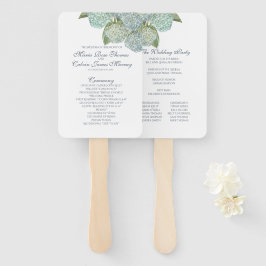 Blue Hydrangea Fan Wedding Programme Handwaaier