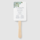 Blue Hydrangea Fan Wedding Programme Handwaaier (Achterkant)