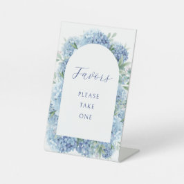 Blue Hydrangea Favors Reclamebord Met Voetstuk