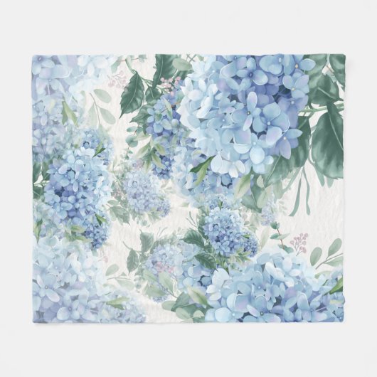 Blue Hydrangea Fleece Deken (Voorkant (Horizontaal))