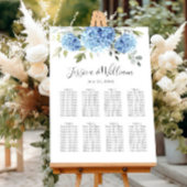 Blue Hydrangea Floral 8 Tafels ZITKAART Poster