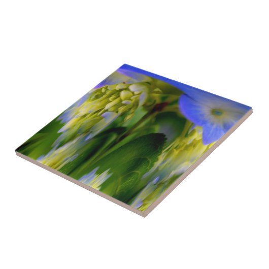 Blue Hydrangea Floral Abstract Art Tile Tegeltje (Zijkant)