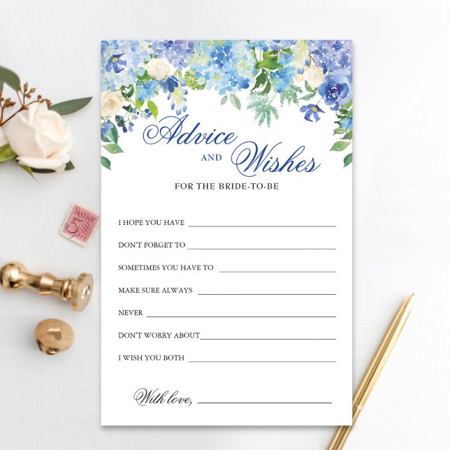 Blue Hydrangea Floral Advice and Wishes card (Creator heeft geüpload)