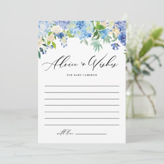 Blue Hydrangea Floral Advies en wensen voor Baby (Staand voorkant)