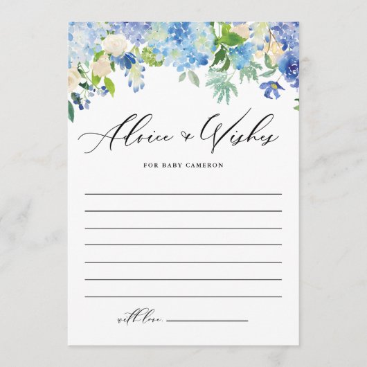 Blue Hydrangea Floral Advies en wensen voor Baby (Voorkant)