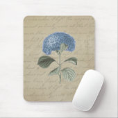 Blue Hydrangea Floral Antiek Calligrafie Muismat (Met muis)
