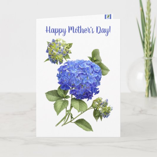Blue Hydrangea Floral Art Moederdag Kaart (Voorkant)