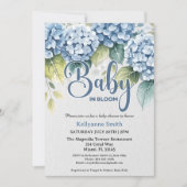 Blue Hydrangea Floral "Baby In Bloom" Shower Kaart (Voorkant)