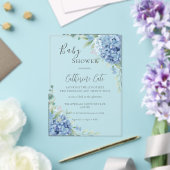 Blue Hydrangea Floral Baby Shower Acryl Uitnodigingen (Insitu (Huwelijk))