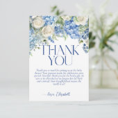 Blue Hydrangea Floral Baby shower Bedankt Card Kaart (Staand voorkant)