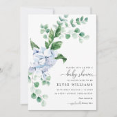 Blue Hydrangea Floral Baby shower Invitation Kaart (Voorkant)