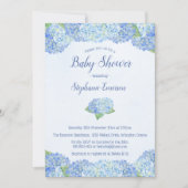 Blue Hydrangea Floral Baby Shower Invitations Kaart (Voorkant)