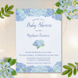 Blue Hydrangea Floral Baby Shower Invitations Kaart