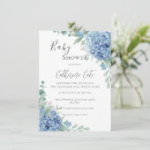 Blue Hydrangea Floral Baby Shower Kaart (Staand voorkant)