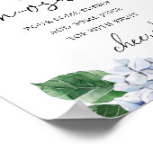 Blue Hydrangea Floral Baby shower Mam-osa Bar Sign Poster (Hoek)