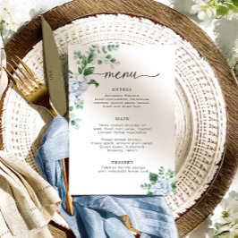 Blue Hydrangea Floral Baby shower Menu Kaart
