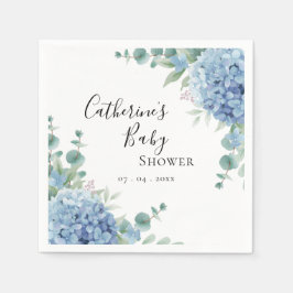 Blue Hydrangea Floral Baby Shower Servet