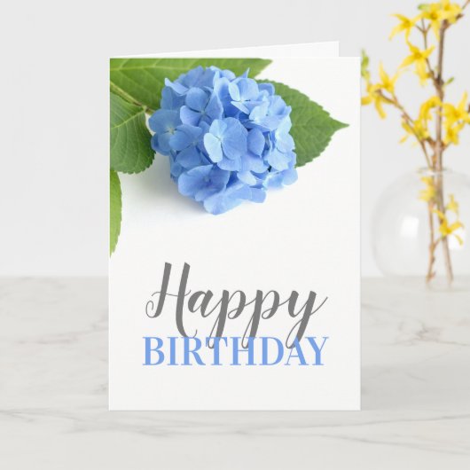 Blue Hydrangea Floral Birthday Card Kaart (Gele Bloem)