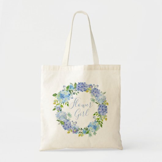 Blue Hydrangea Floral | Bloemenmeisje-Canvas tas (Voorkant)
