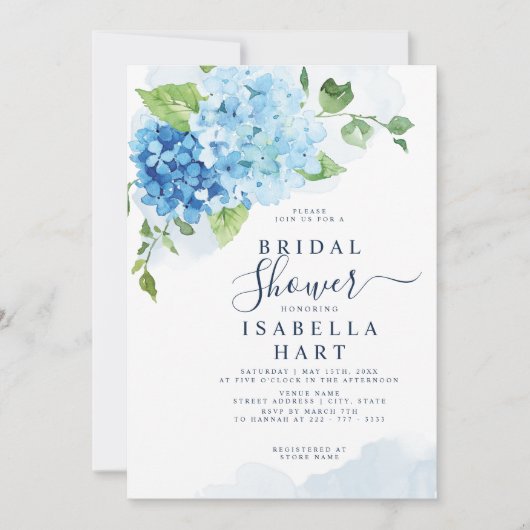 Blue Hydrangea Floral Boho Botanisch Vrijgezellenf Kaart (Voorkant)