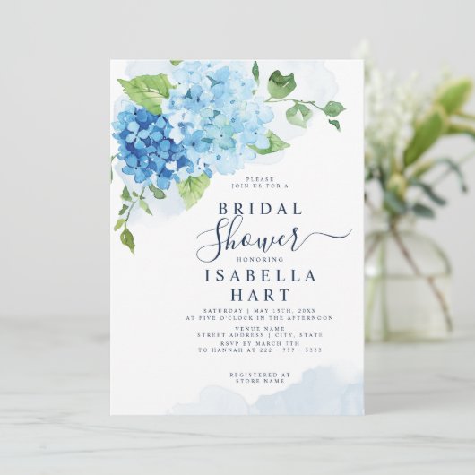 Blue Hydrangea Floral Boho Botanisch Vrijgezellenf Kaart (Staand voorkant)
