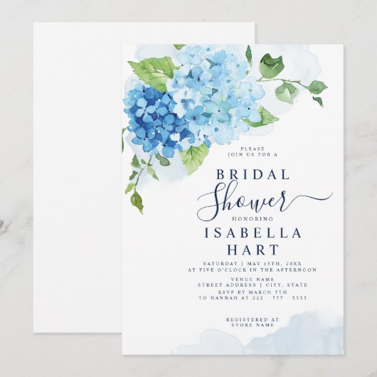 Blue Hydrangea Floral Boho Botanisch Vrijgezellenf Kaart (Voorkant / Achterkant)