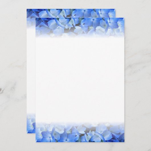 Blue Hydrangea Floral Border Fan Programme Paper Programmakaart (Voorkant / Achterkant)