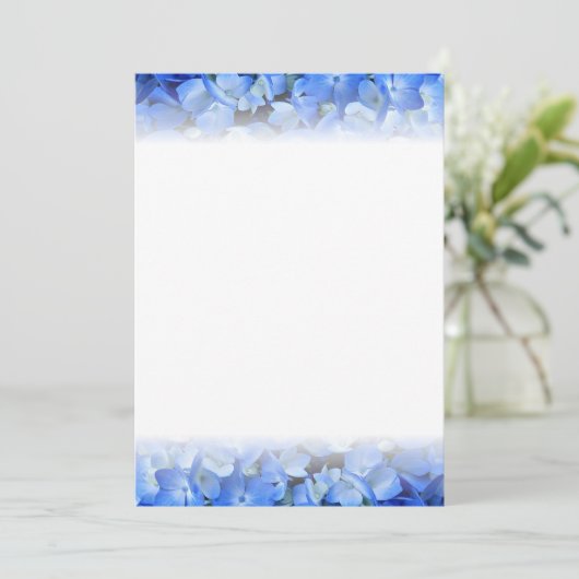 Blue Hydrangea Floral Border Fan Programme Paper Programmakaart (Staand voorkant)