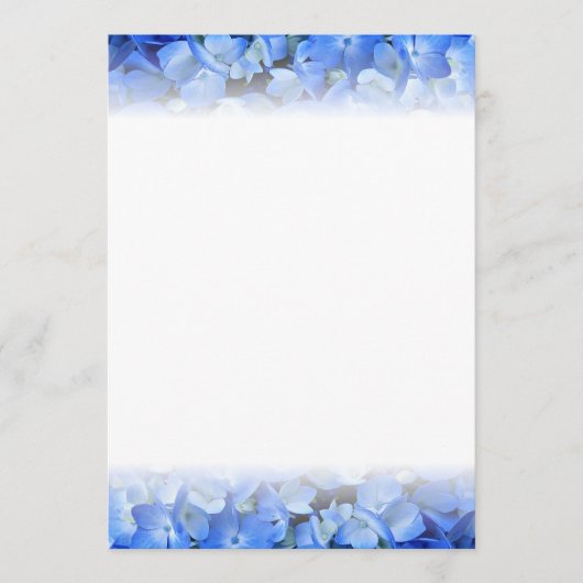 Blue Hydrangea Floral Border Fan Programme Paper Programmakaart (Voorkant)