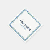 Blue Hydrangea Floral Border Wedding Personalized Servet (Hoek)