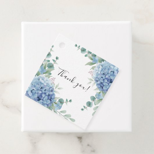 Blue Hydrangea Floral Bridal Shower Bedankjes Labels (In situ)