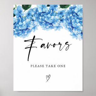 Blue Hydrangea Floral Bridal Shower Favors Poster