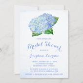 Blue Hydrangea Floral Bridal Shower Invitations Kaart (Voorkant)