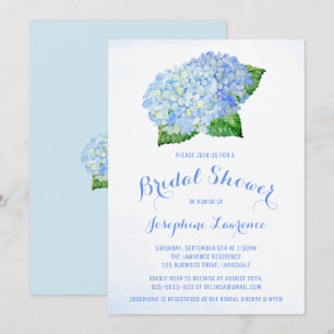 Blue Hydrangea Floral Bridal Shower Invitations Kaart
