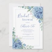 Blue Hydrangea Floral Bridal Shower Kaart (Voorkant)